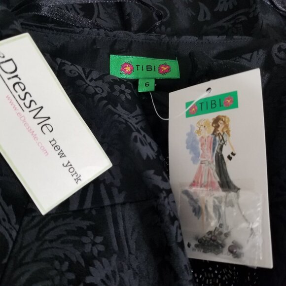 NEW TIBI Black Strapless Cocktail Dress 6 Womens Beaded Witchy Goth Tea Party - Picture 9 of 13